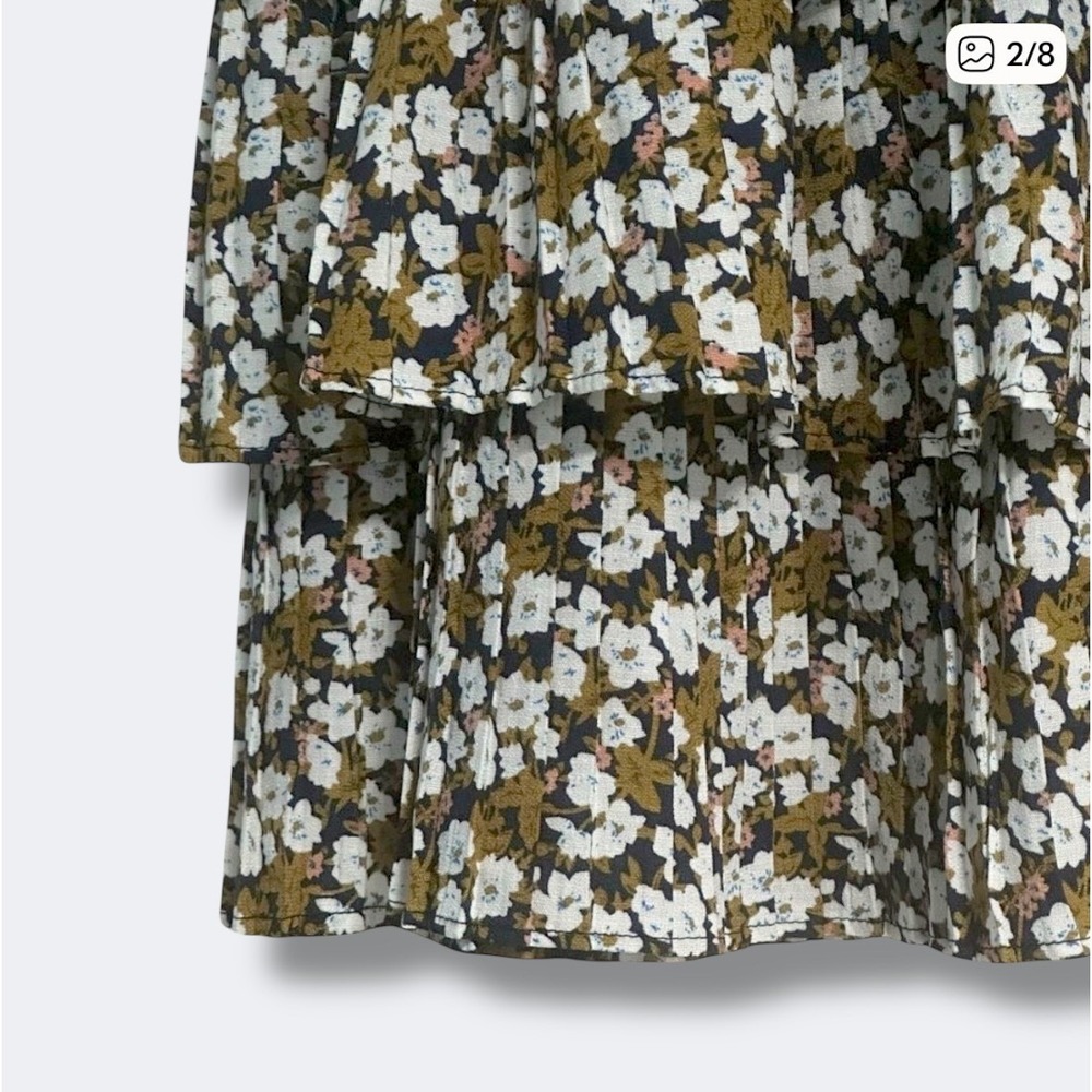 Womens Mini Skirt Size Medium Tiered Floral Granola Cottagecore Earthy - Picture 3 of 9